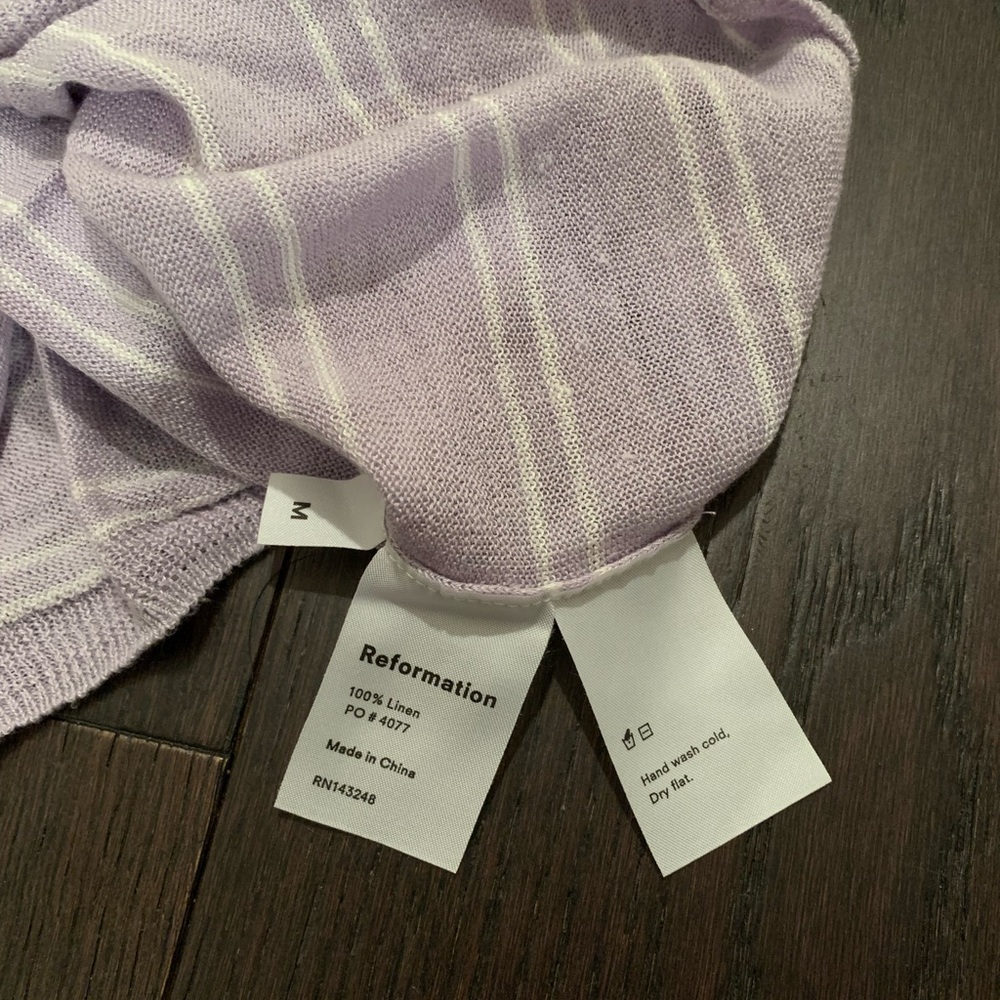 Reformation Lilac Linen Polo Shirt - Picture 5 of 7